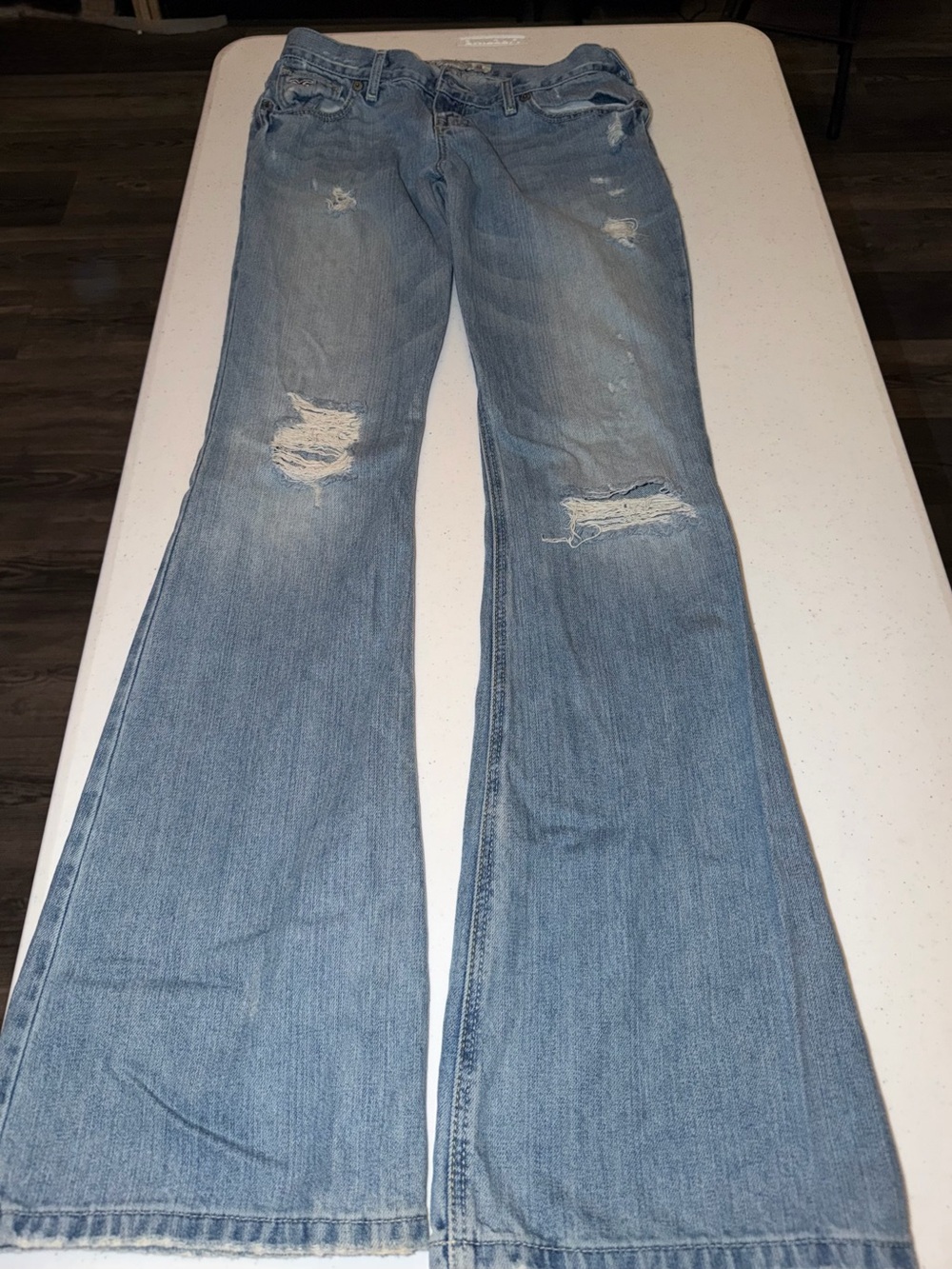 Hollister Distressed Light Blue Women's Flared Jeans